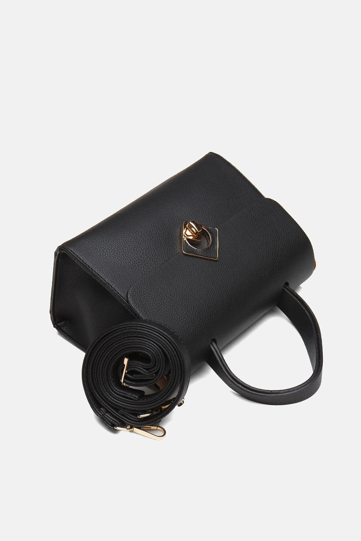 ​Ayarlanabilir Askılı Vamir Kadın El ve Omuz Çantası - Siyah