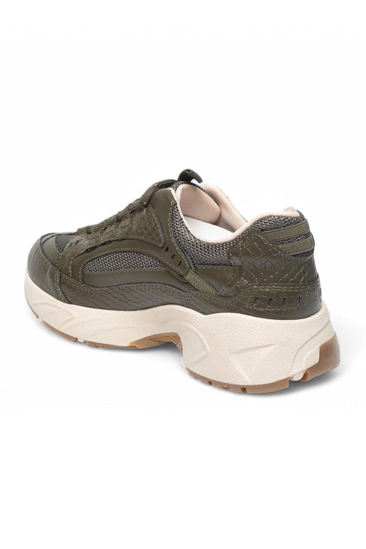 Yüksek Taban Rahat Ortopedik Kadın Spor Ayakkabı Sneaker - Haki