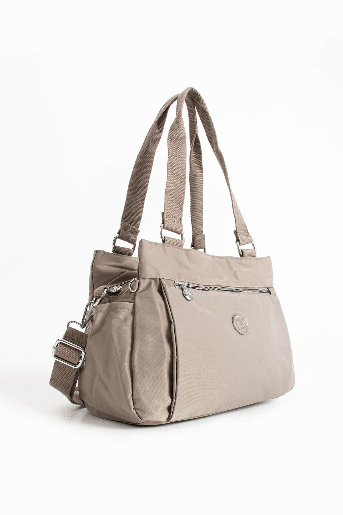 5 Gözlü Suya Dayanıklı Çapraz Askılı El ve Omuz Çantası - Vizon