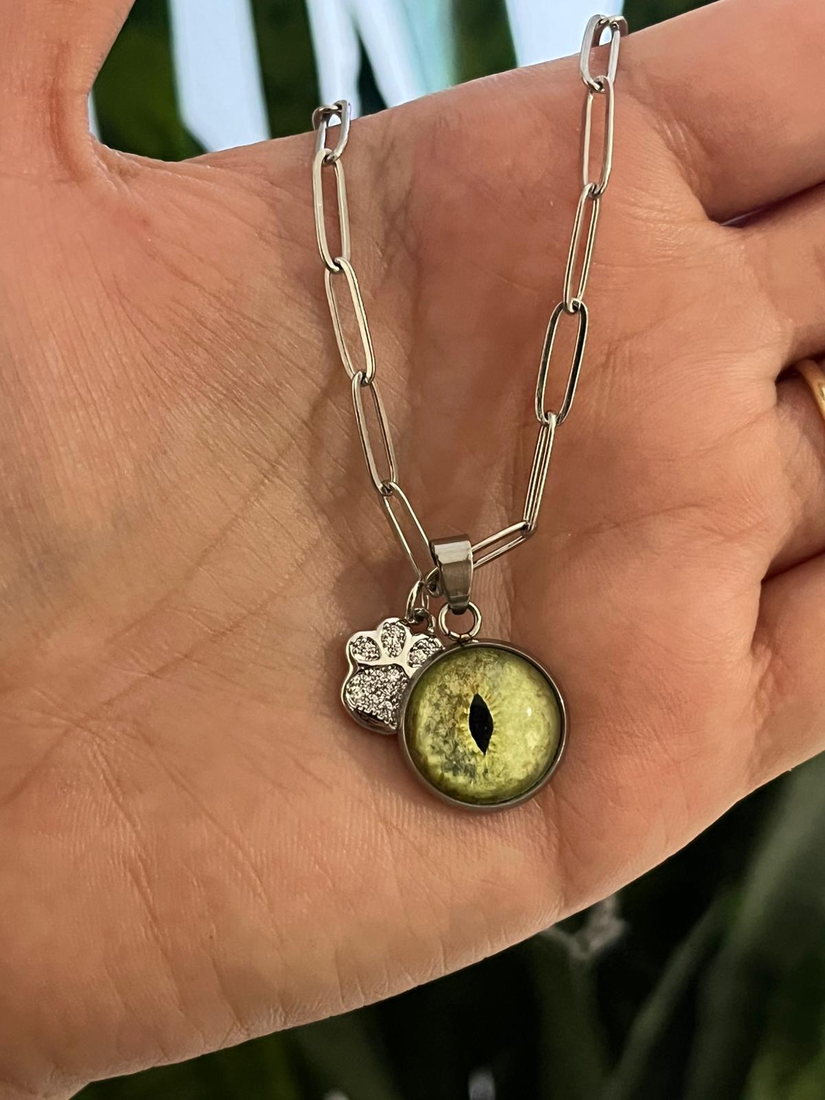 El Boyaması Kedi İris Kolye  main variant image