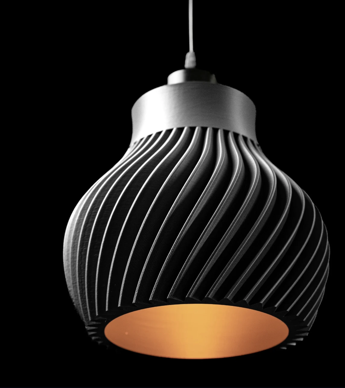 Ridged Pendant Lamp – Siyah Modern Avize