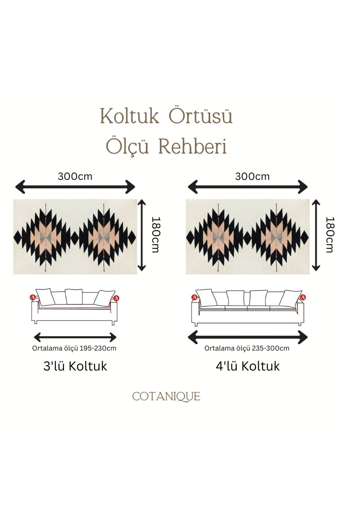 Sedona Lüks Pamuklu Koltuk-çekyat Örtüsü 180x300 Çift Taraflı Terletmez Kaymaz Toplanmaz