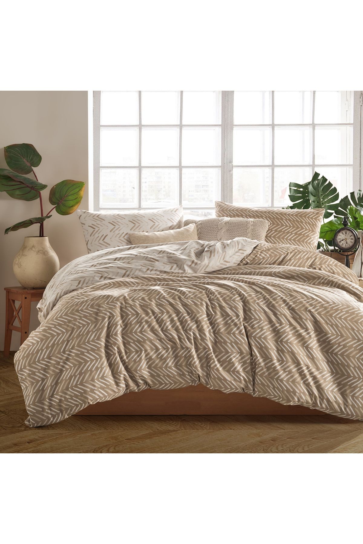 Malibu 200x220 Gri Pamuk Ranforce Çift Kişilik Nevresim Seti