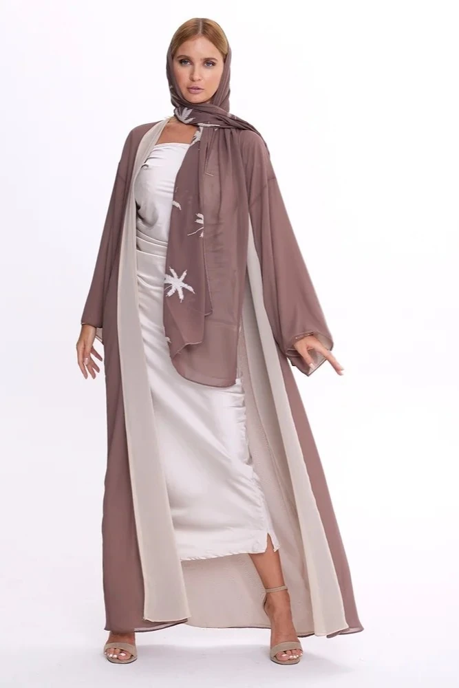 Çift Taraflı Abaya ( Kahve Bej )