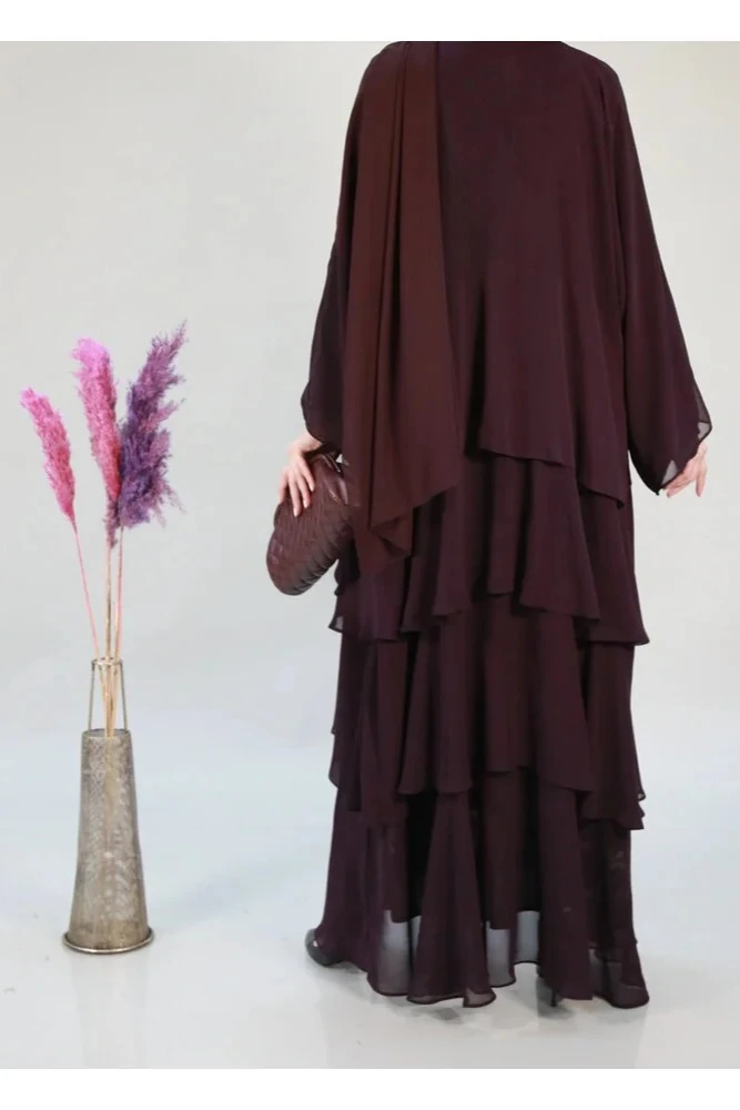 Katmanlı Şifon Tasarım Salaş Kesim Kat Kat Abaya