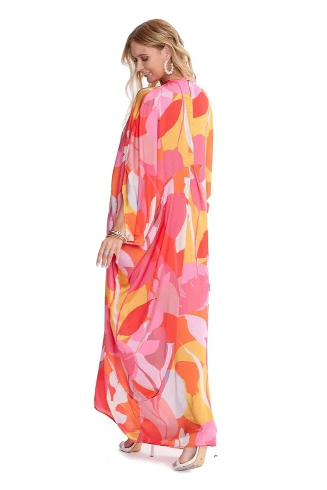 Turuncu Floral Abaya