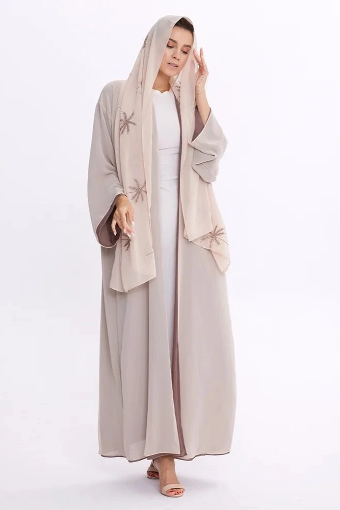 Çift Taraflı Abaya ( Kahve Bej )