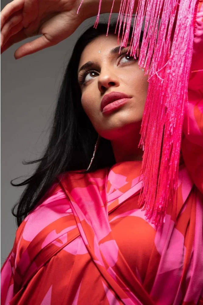 Saçaklı Luxury Kemerli İpek Elbise