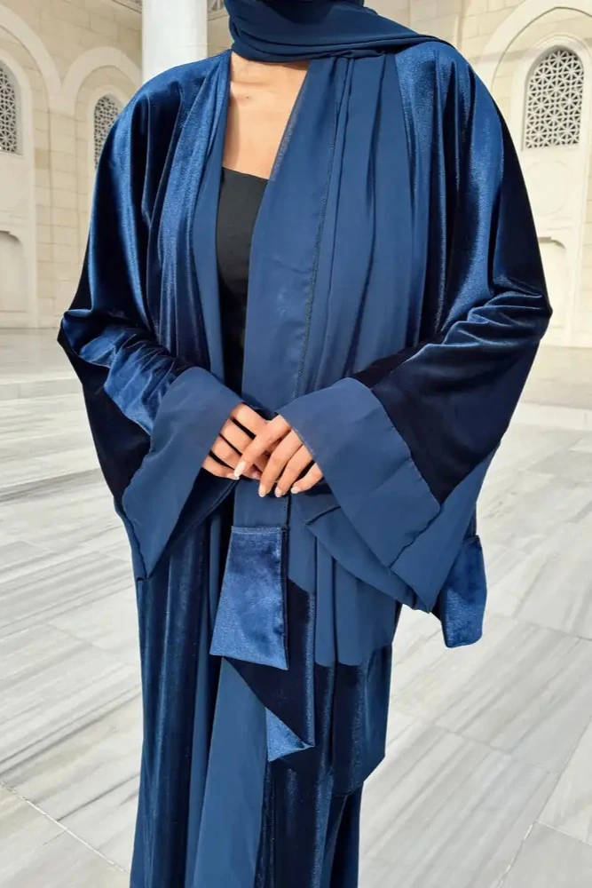 Lacivert Kadife Abaya