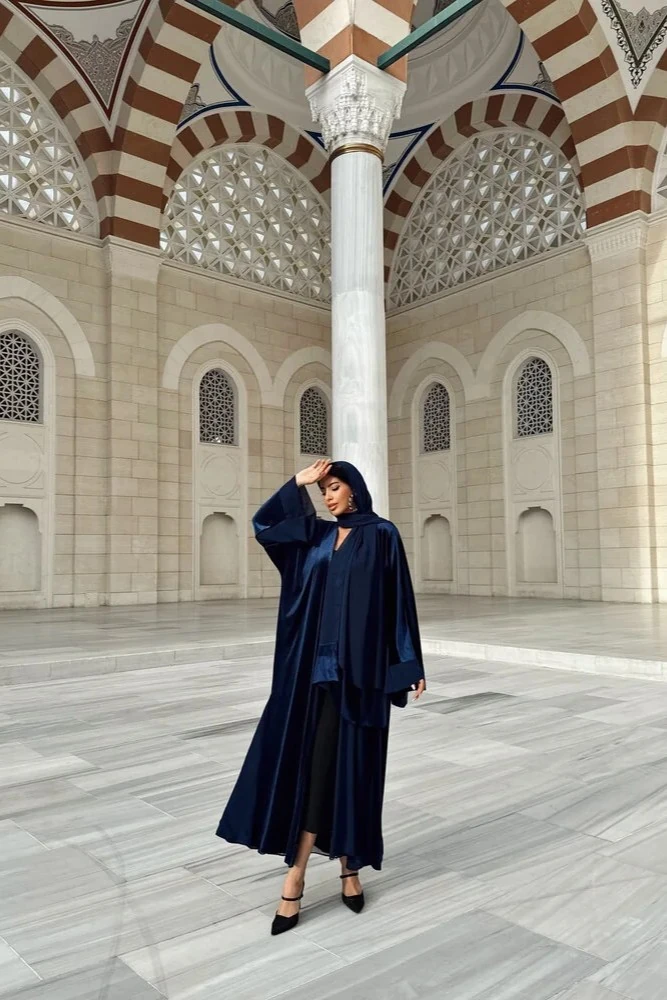 Lacivert Kadife Abaya