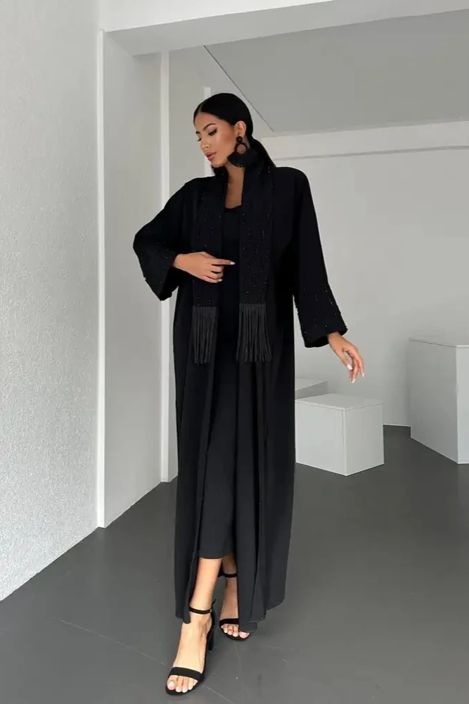 Siyah Abaya (Mevsimlik Kalın Kumaş) - Kışlık Abaya