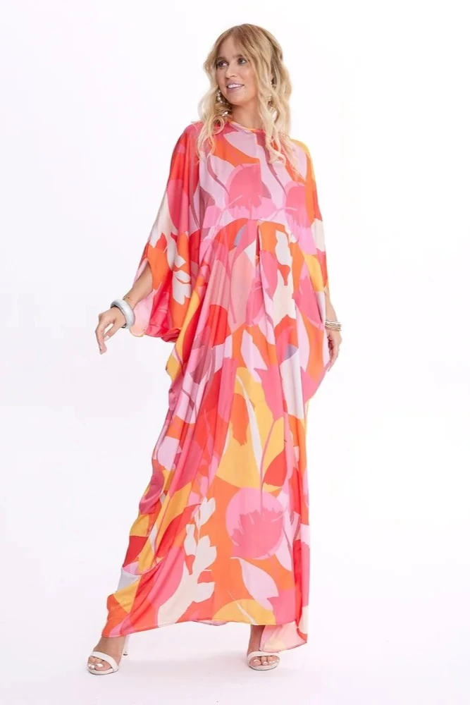 Turuncu Floral Abaya