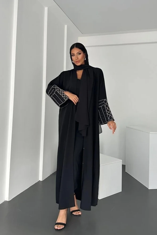 Silver Embroidery Abaya ( Mevsimlik Kumaş )