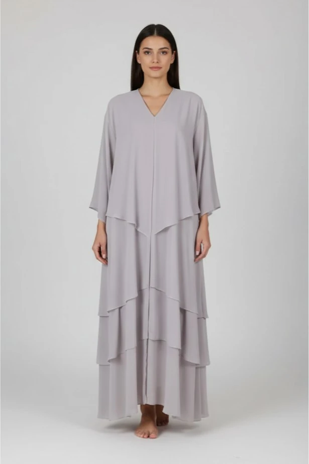 Zarif Salaş Dökümlü Katmanlı Abaya