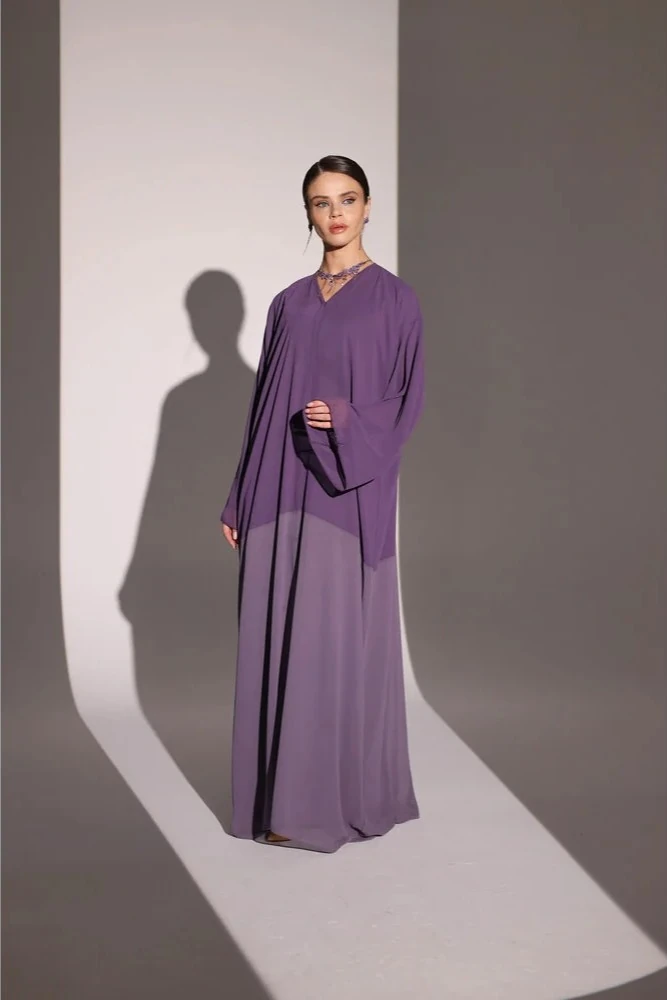 Mor-Lila Abaya ve Şal Takımı