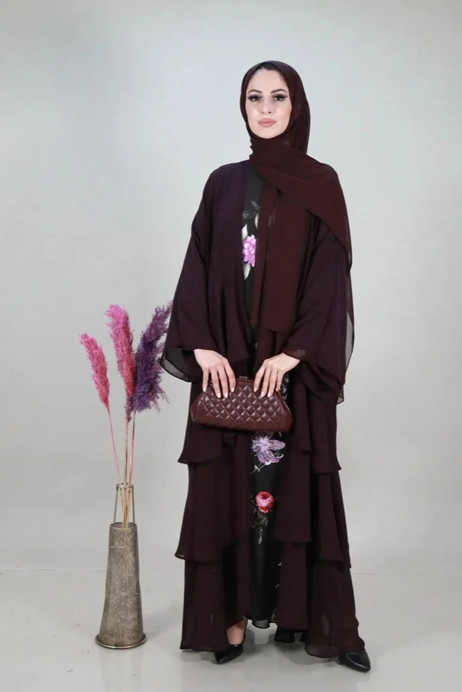 Katmanlı Şifon Tasarım Salaş Kesim Kat Kat Abaya