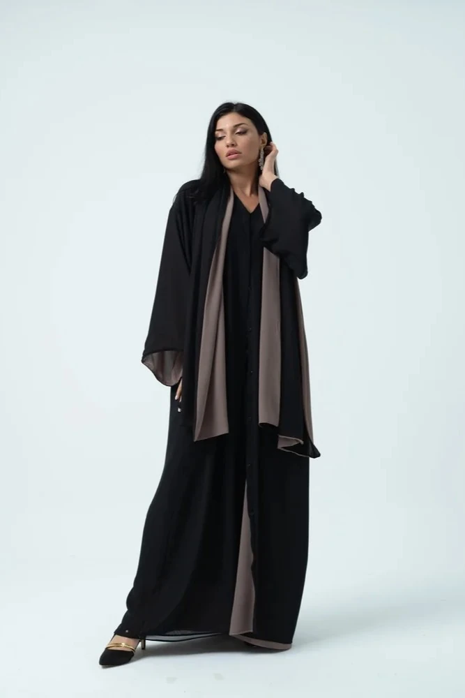 Çift Renkli Abaya ( Siyah - Vizon )
