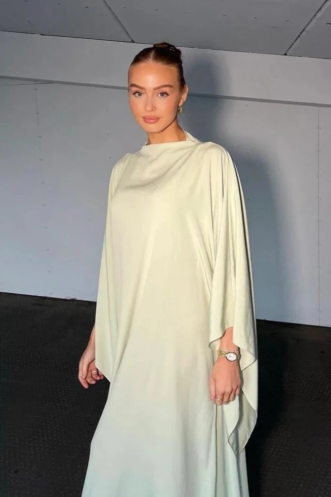 Zarif Pelerin Abaya Elbise – Standart ve Büyük Beden Seçenekleri