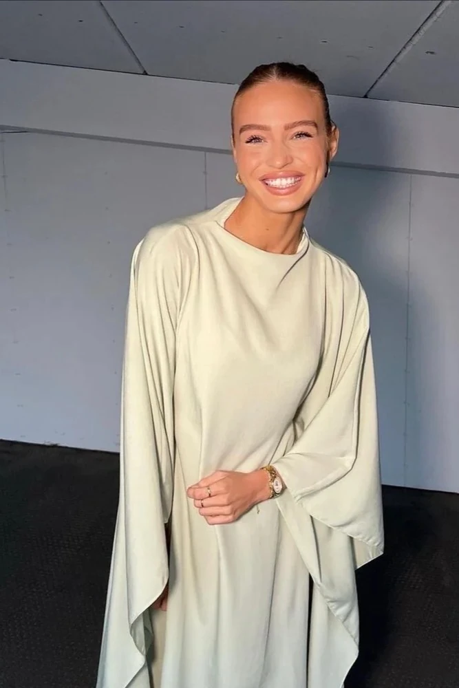 Zarif Pelerin Abaya Elbise – Standart ve Büyük Beden Seçenekleri