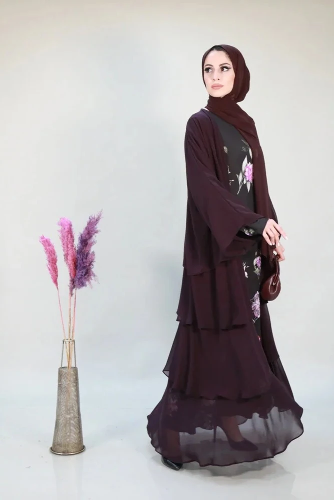 Katmanlı Şifon Tasarım Salaş Kesim Kat Kat Abaya