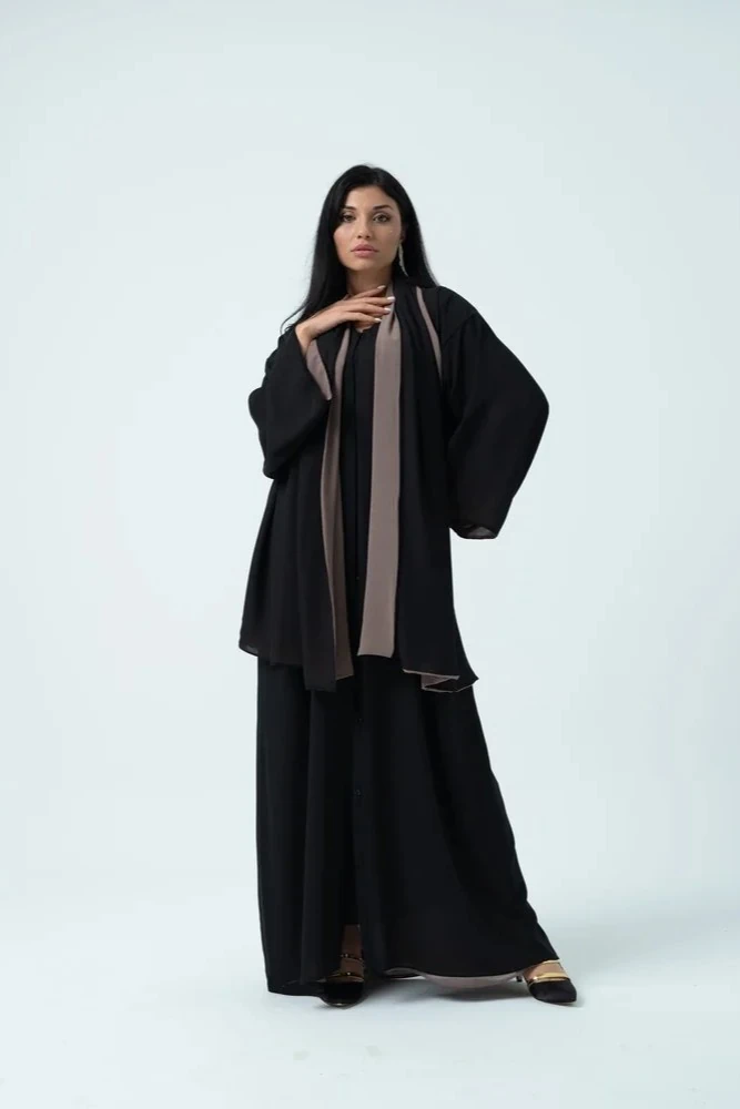 Çift Renkli Abaya ( Siyah - Vizon )