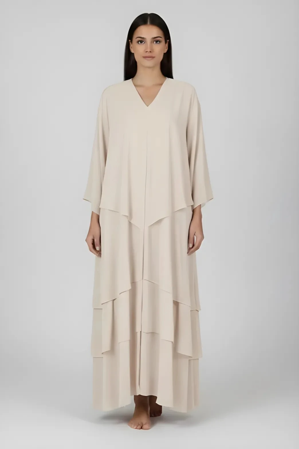 Zarif Salaş Dökümlü Katmanlı Abaya