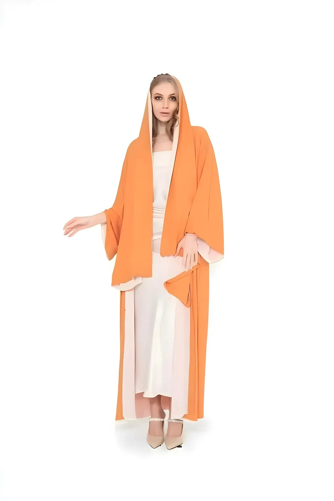 Çift Renkli Abaya (Yavru Ağzı - Krem)