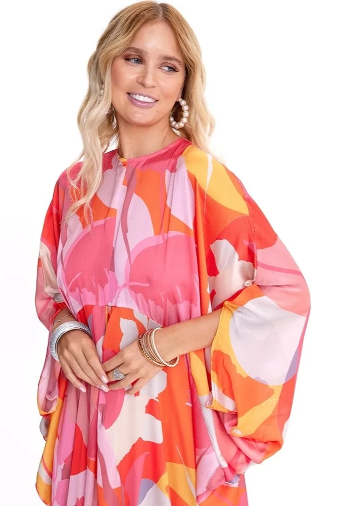 Turuncu Floral Abaya