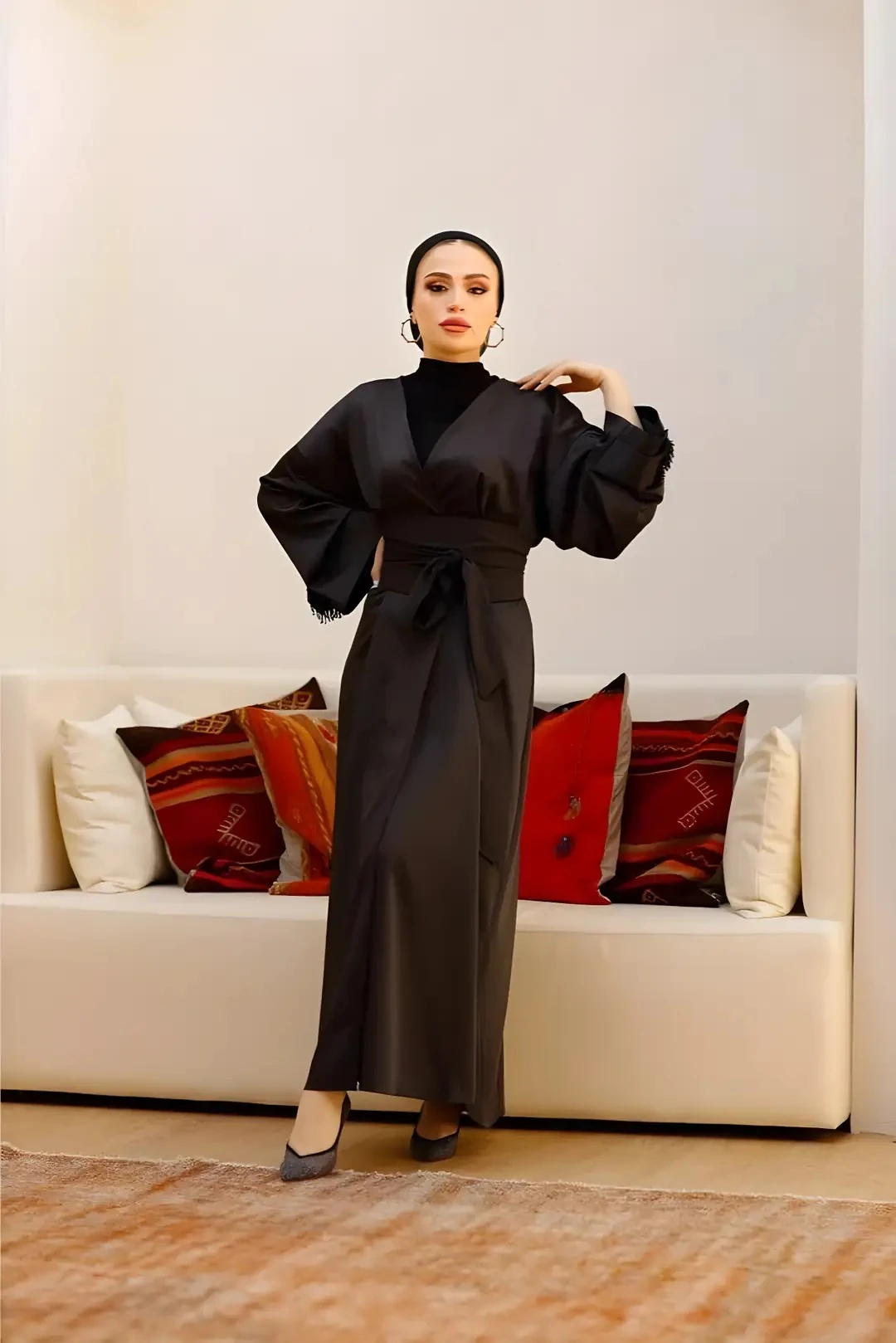 Kemerli Siyah Abaya