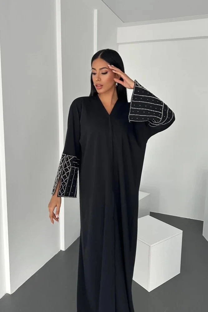 Silver Embroidery Abaya ( Mevsimlik Kumaş )