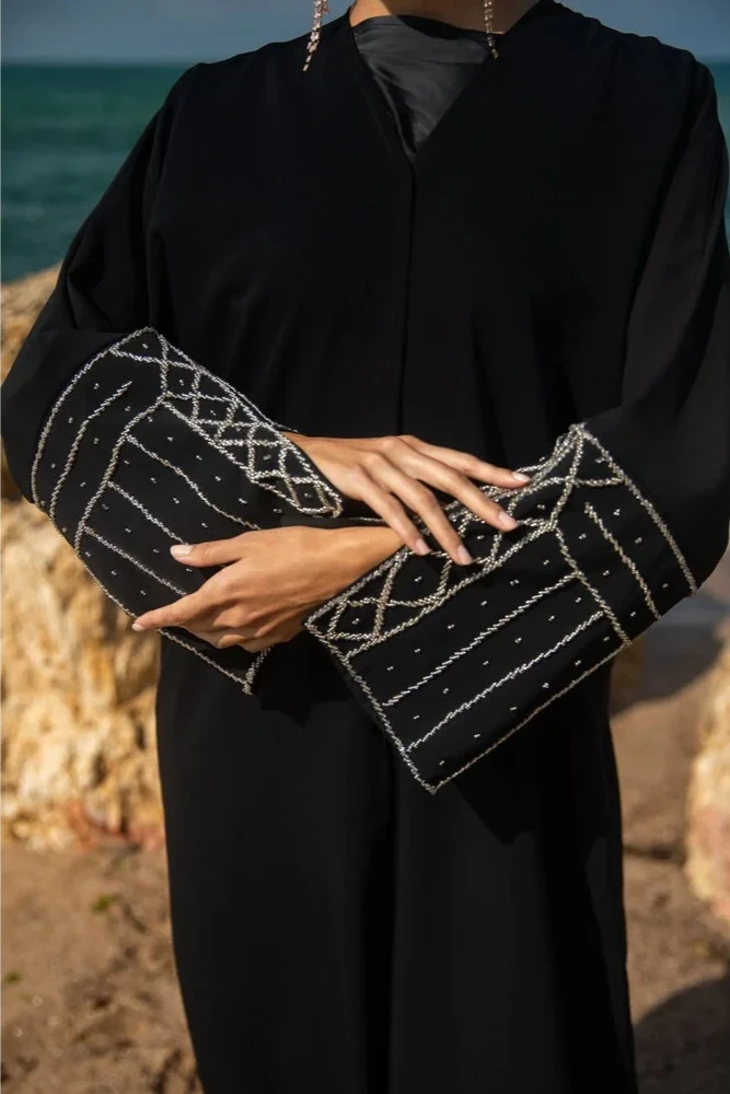 Silver Embroidery Abaya ( Mevsimlik Kumaş )