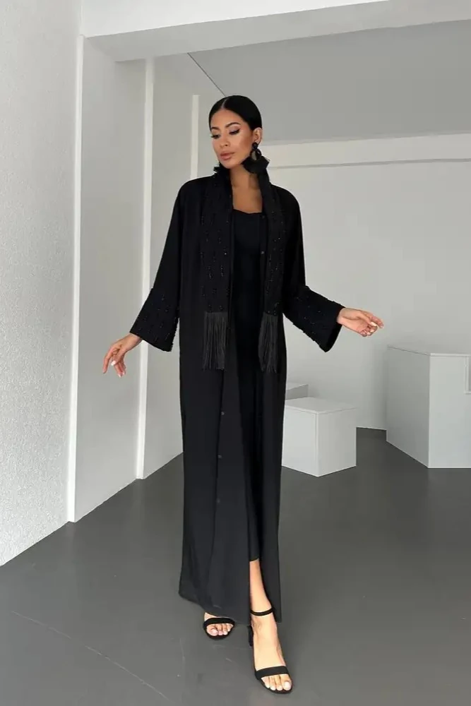 Siyah Abaya (Mevsimlik Kalın Kumaş) - Kışlık Abaya