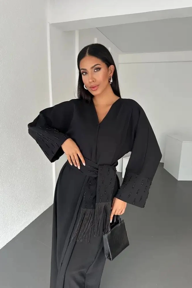 Siyah Abaya (Mevsimlik Kalın Kumaş) - Kışlık Abaya