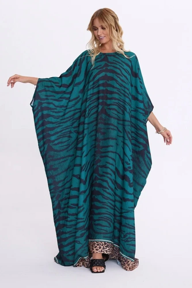 Yeşil Kaplan Desenli Elbise