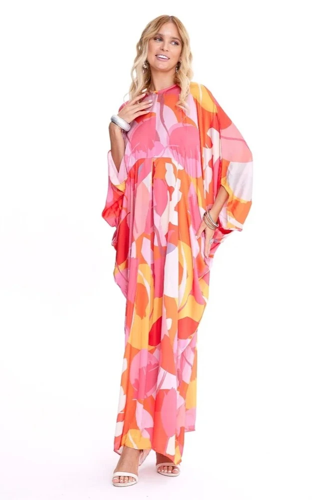 Turuncu Floral Abaya