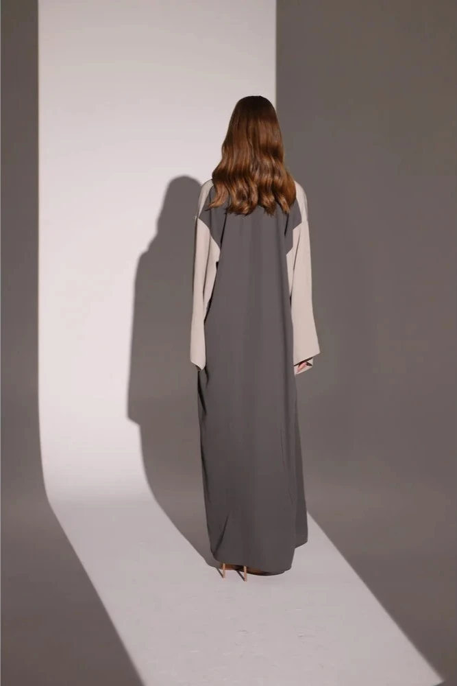 Kontrast Detaylı İki Renkli Abaya