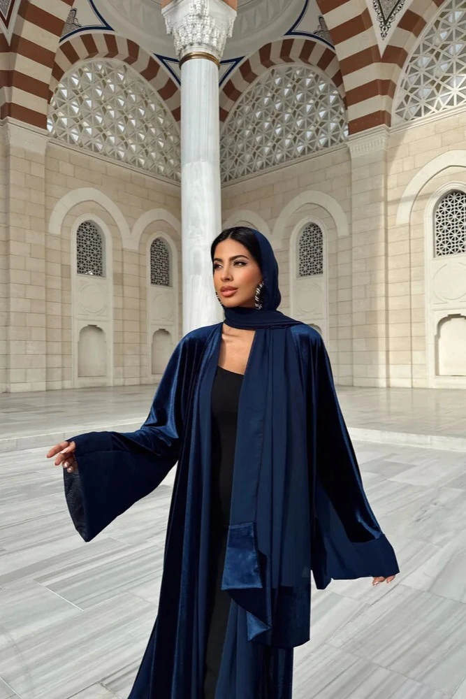 Lacivert Kadife Abaya