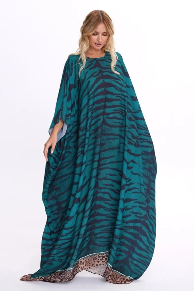 Yeşil Kaplan Desenli Elbise