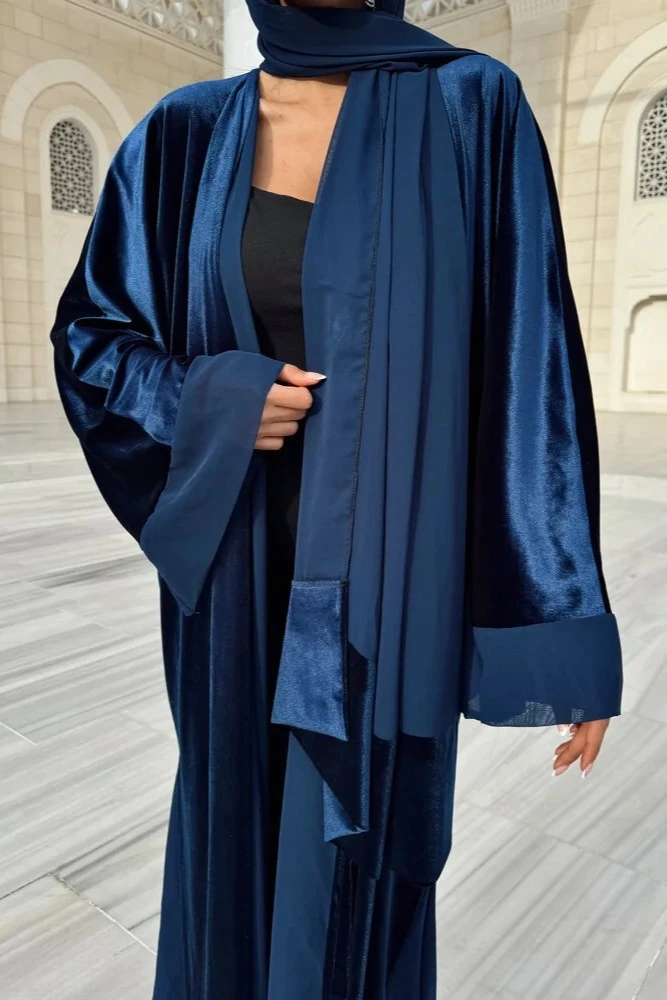 Lacivert Kadife Abaya