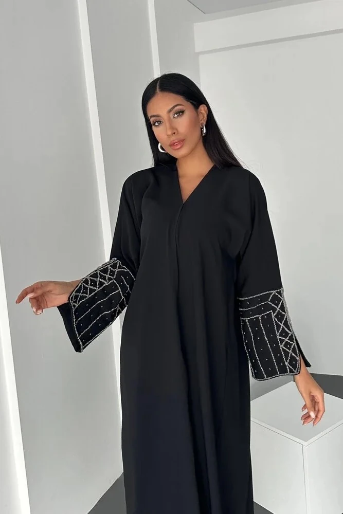 Silver Embroidery Abaya ( Mevsimlik Kumaş )