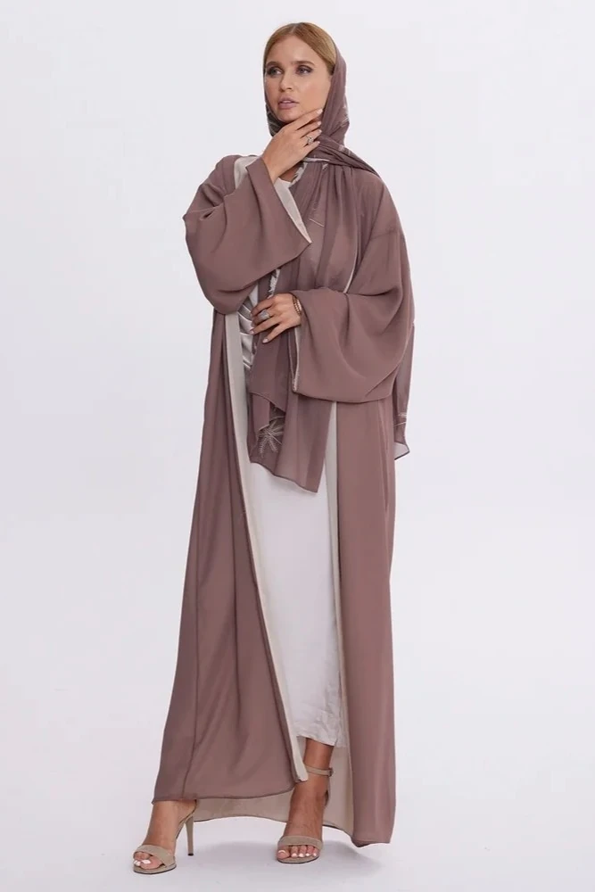 Çift Taraflı Abaya ( Kahve Bej )