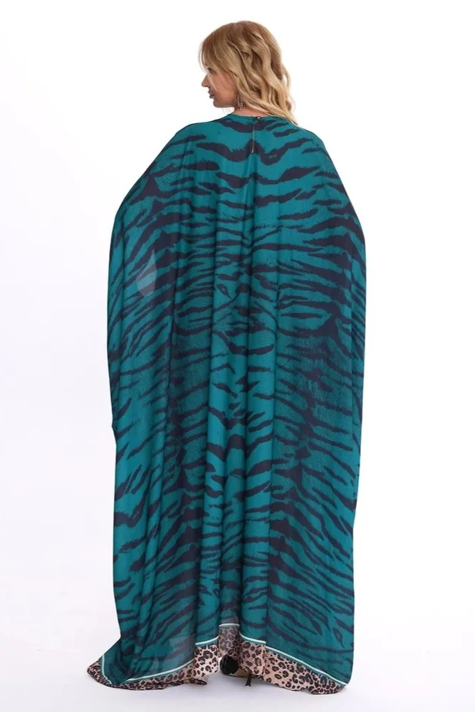 Yeşil Kaplan Desenli Elbise