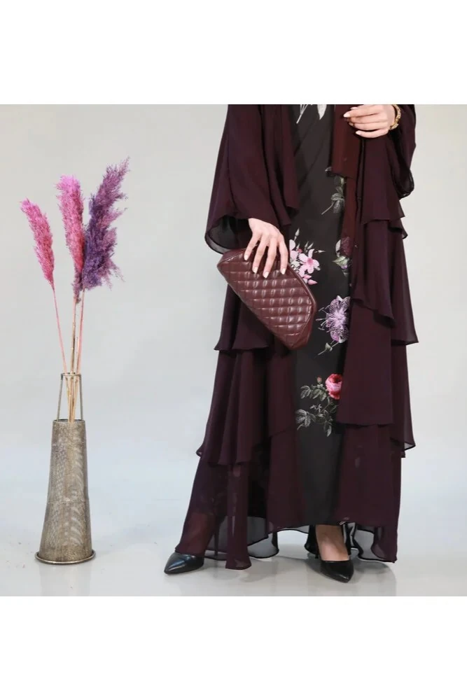 Katmanlı Şifon Tasarım Salaş Kesim Kat Kat Abaya