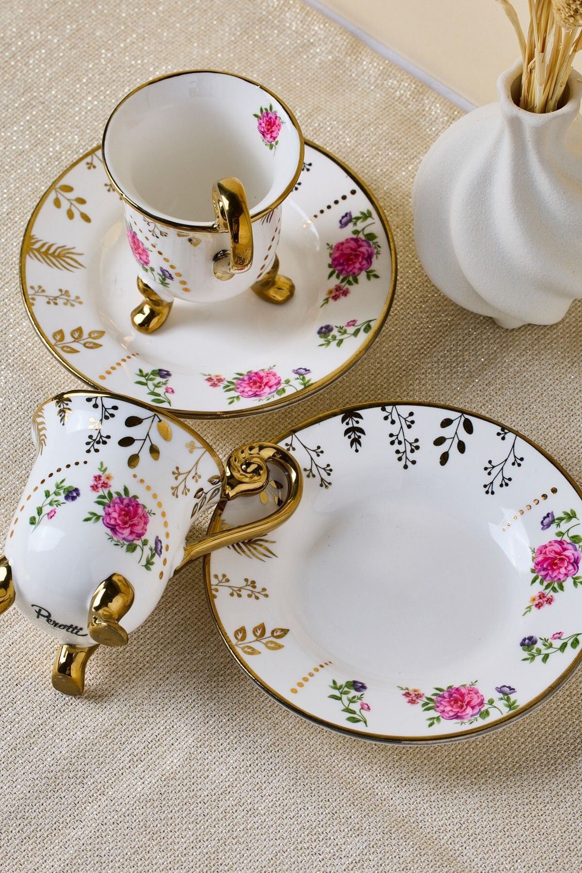 Porselen English Sachet 2 Kişilik Kahve Fincanı