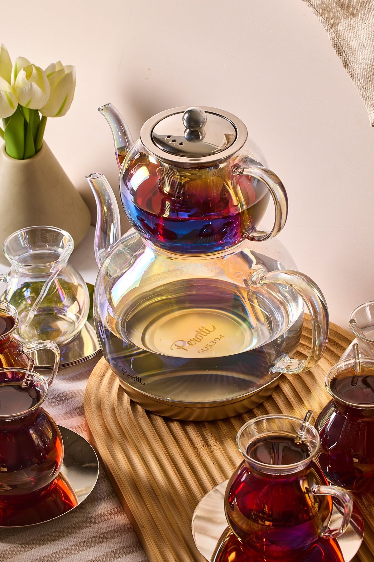 Keyf-i Ala Luster Premium 20 Parça Indüksiyon Tabanlı Borosilikat Çay Seti