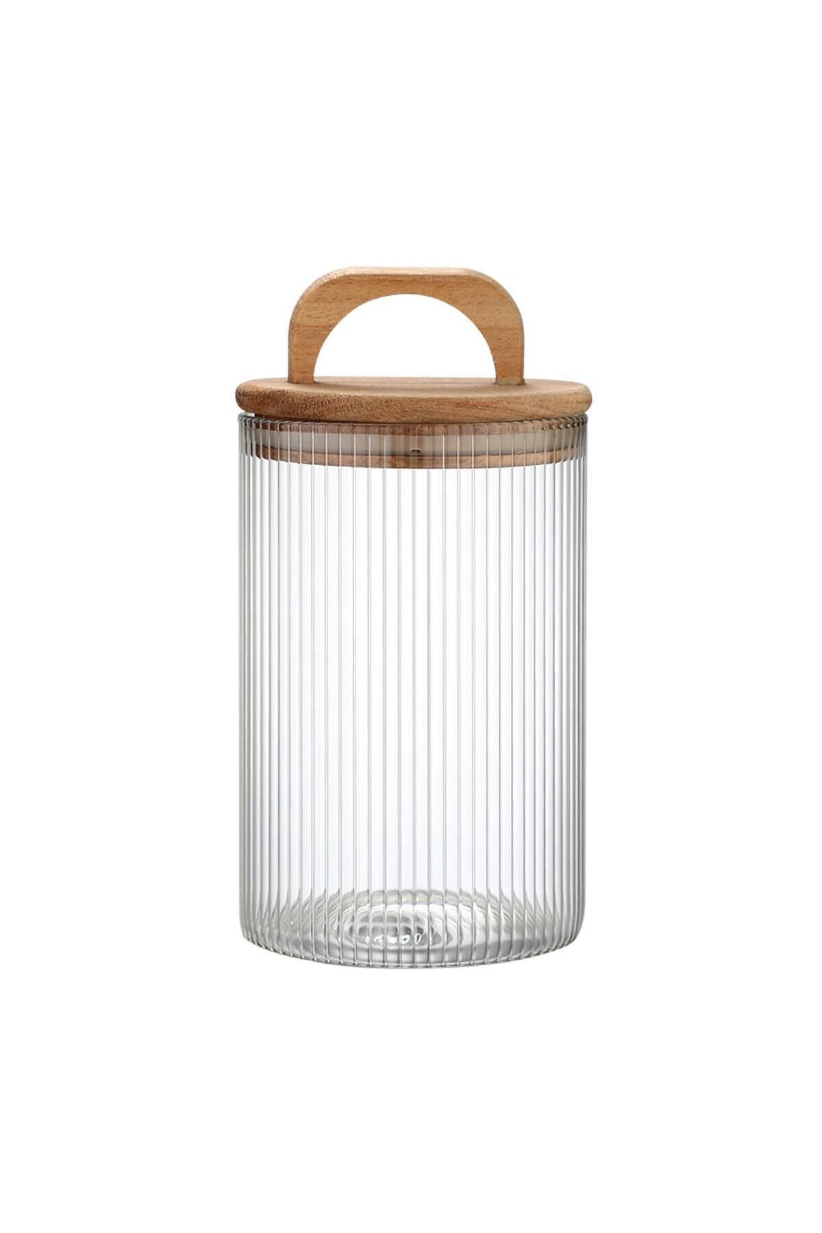 Acacia 800 ml Akasya Vakum Kapak Borosilikat Kare Cam Kavanoz 10x12 cm