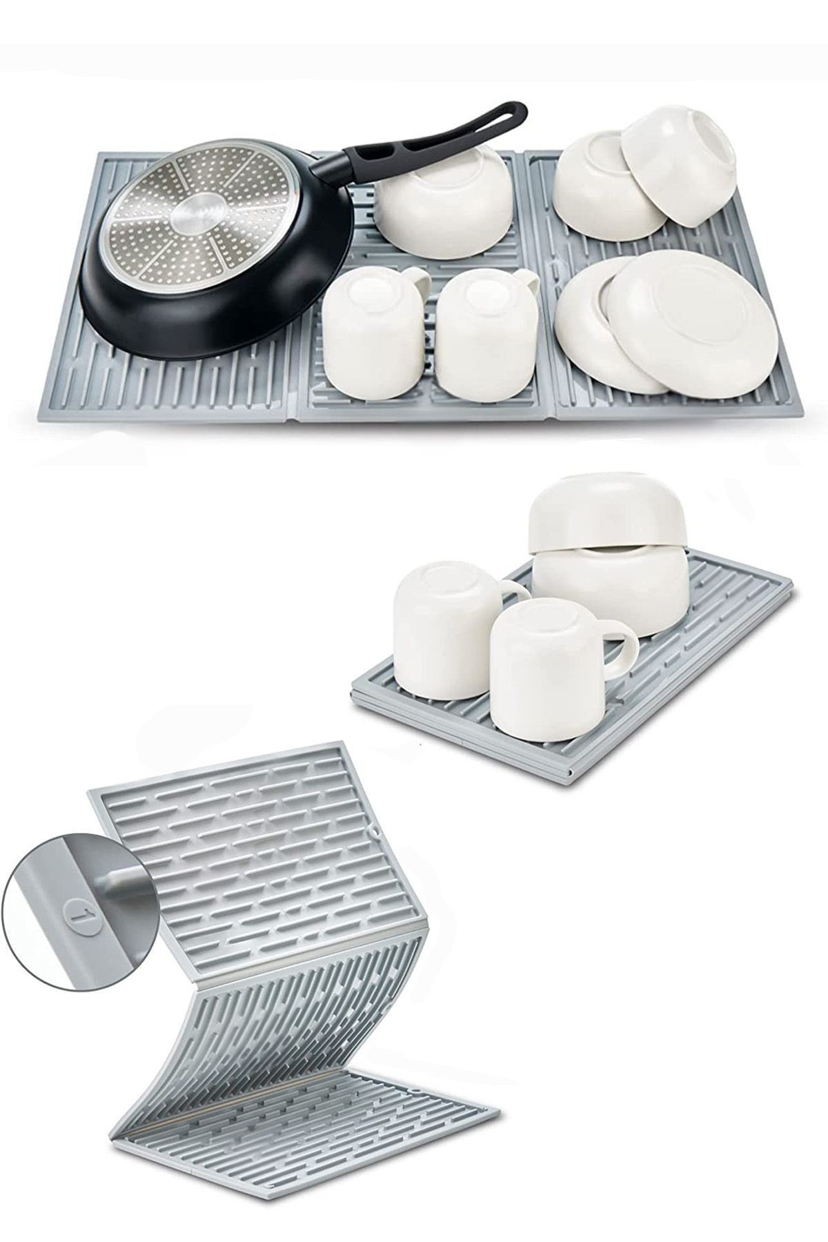 Siyah Silicone Bulaşık Kurutma Matı 60x32 Cm Dev Boy