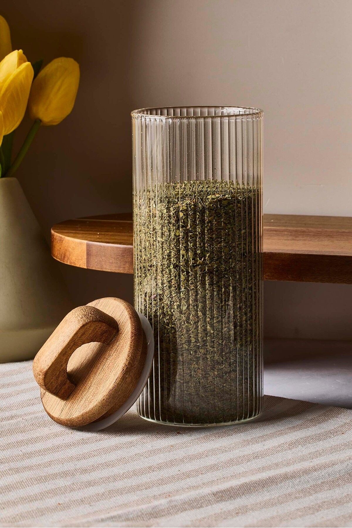 Acacia 320 ml Akasya Vakum Kapak Borosilikat Kare Cam Kavanoz 6.5x15 cm