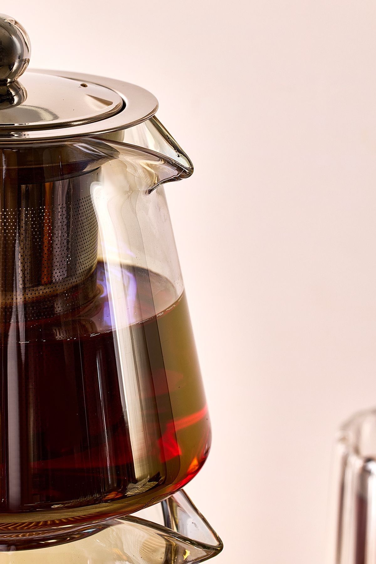 Flavio Luster Indüksiyon Tabanlı Borosilikat Cam Çaydanlık Takımı 550 ml Demlik 1000 ml Suluk