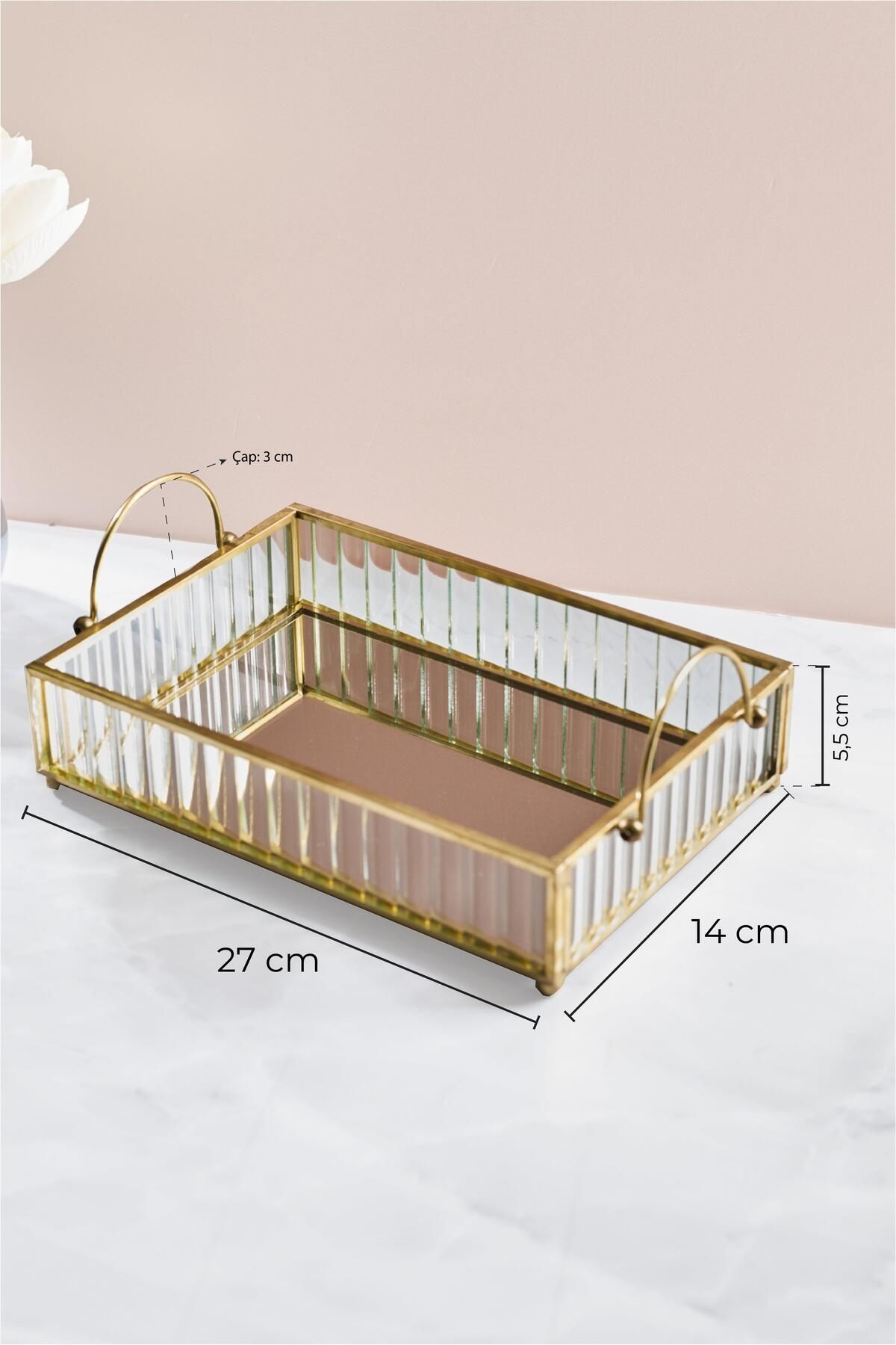 Gio Cam Aynalı Sunumluk Tepsi-27cmx14cmx5,5cmx3cm Çap
